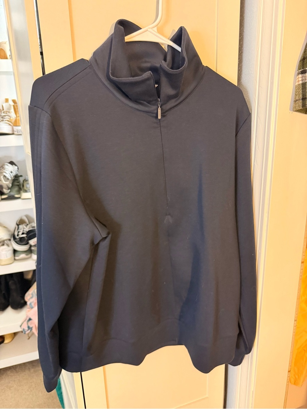 Athleta Navy Quarter-Zip Cowl Neck Pullover